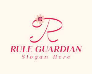 Pink Flower Letter R logo design