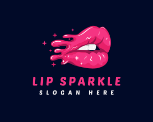 Pink Sparkle Lips logo design