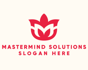 Red Flower Letter M logo design