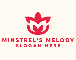 Red Flower Letter M logo design