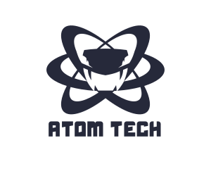 Blue Atom Snake logo design