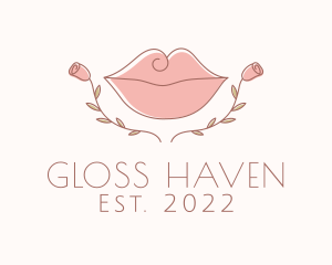 Floral Cosmetic Lips logo design