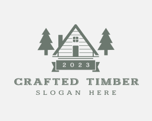 Forest Pine Tree Cabin logo design