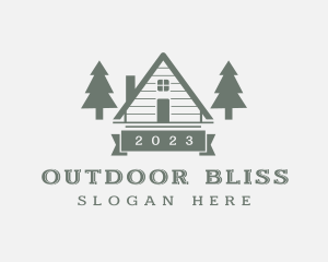 Forest Pine Tree Cabin logo design