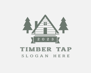 Forest Pine Tree Cabin logo design