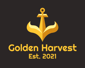 Golden Ship Anchor  logo design