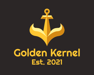 Golden Ship Anchor  logo design