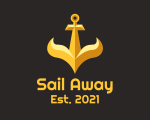 Golden Ship Anchor  logo design