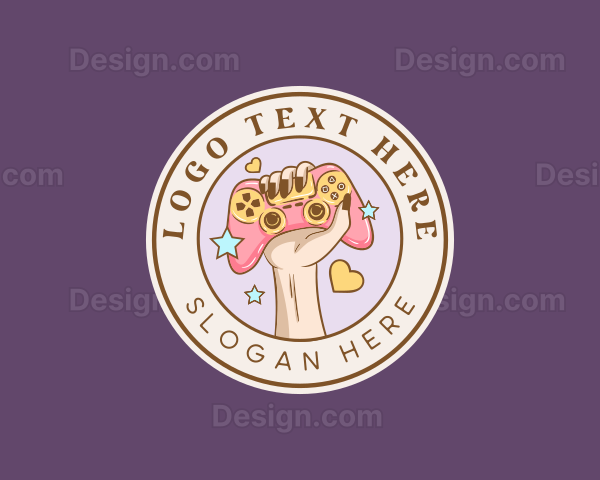 Girl Hand Game Controller Logo