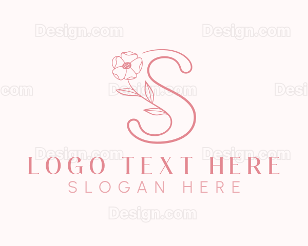 Pink Flower Letter S Logo