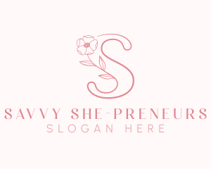 Pink Flower Letter S logo design