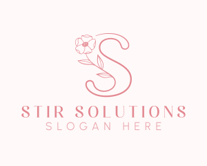 Pink Flower Letter S logo design