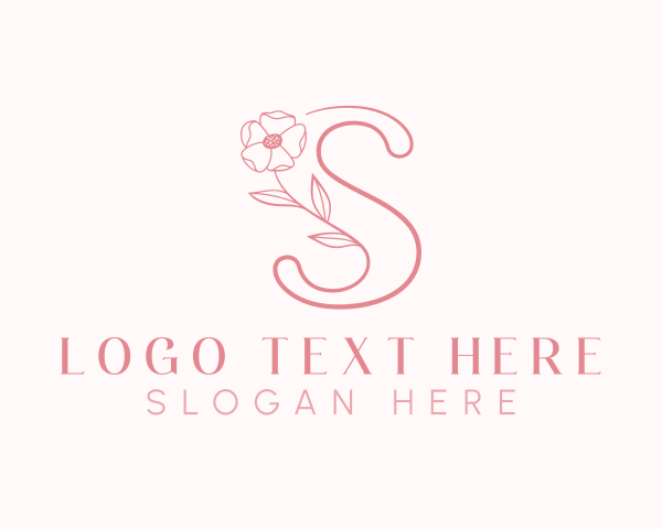 Pink Flower Letter S logo