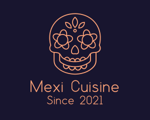 Orange Mexican Skull logo design