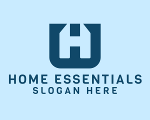 Blue House Letter H logo design