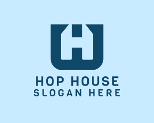 Blue House Letter H logo design