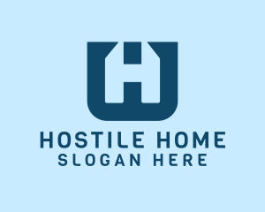 Blue House Letter H logo design