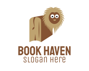 Shaggy Brown Lion Book logo design