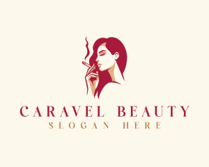 Smoking Beautiful Lady logo design