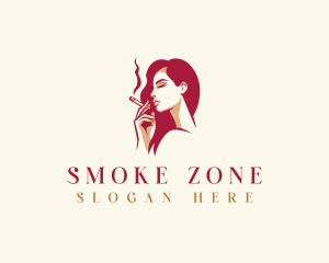 Smoking Beautiful Lady logo design