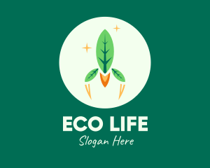 Eco Leaf Rocket Spaceship logo design