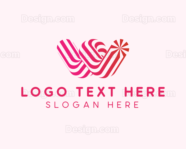 Striped Candy Letter W Logo