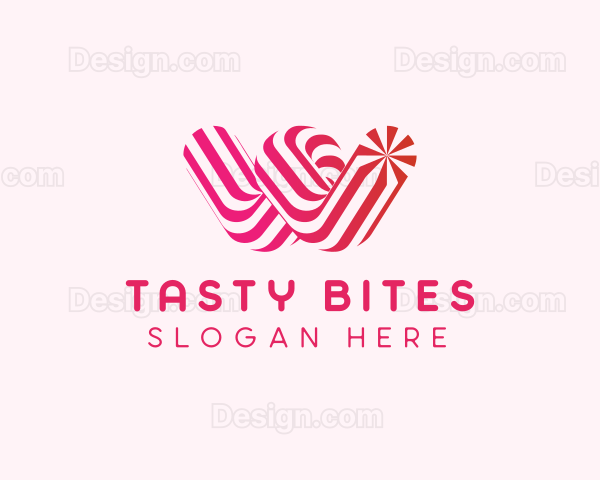 Striped Candy Letter W Logo