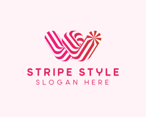 Striped Candy Letter W logo