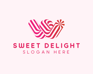 Striped Candy Letter W logo