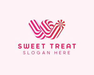 Striped Candy Letter W logo