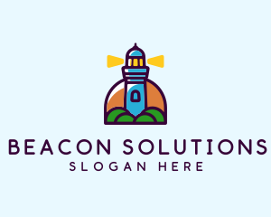 Island Lighthouse Tower  logo design