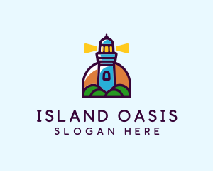 Island Lighthouse Tower  logo design