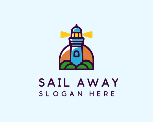 Island Lighthouse Tower  logo design