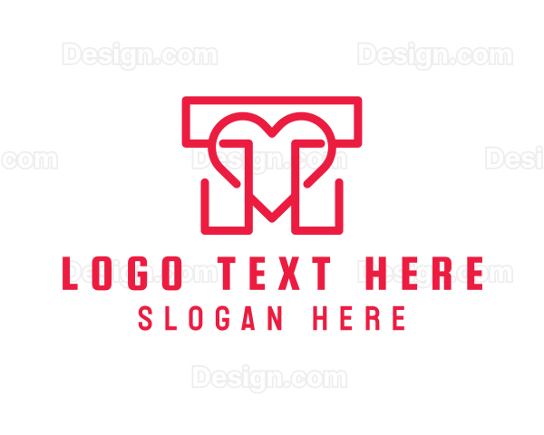 Red Heart Letter T Logo