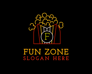 Neon Popcorn Snack logo design