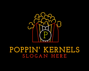 Neon Popcorn Snack logo