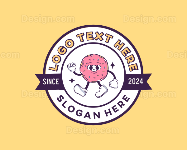 Retro Donut Cartoon Logo