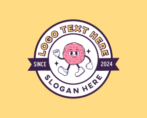 Retro Donut Cartoon logo