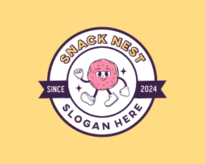 Retro Donut Cartoon logo design