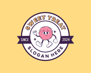 Retro Donut Cartoon logo