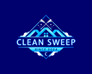 Sanitation Pressure Wash Cleaning logo design