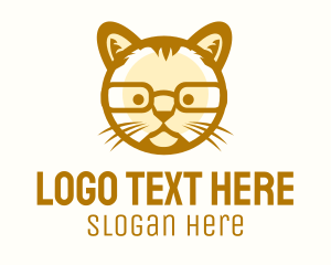 Cat - Geek Cat Glasses logo design