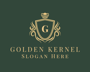 Golden Crown Shield logo design