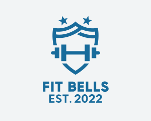 Barbell Fitness Shield  logo design