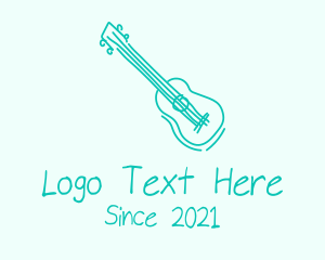 Composition - Teal Guitar Monoline logo design