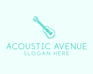 Teal Guitar Monoline  logo design