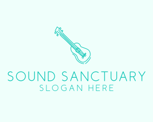 Teal Guitar Monoline  logo design