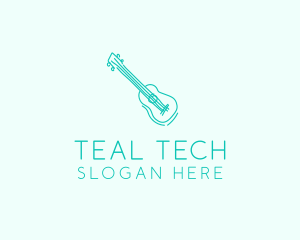 Teal Guitar Monoline  logo