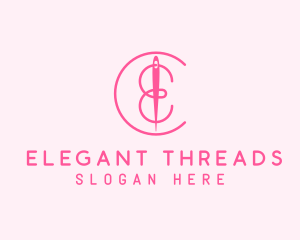 Needle Thread Letter E logo design