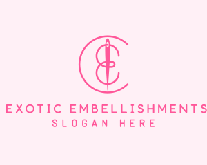 Needle Thread Letter E logo design